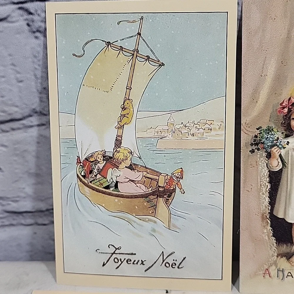 Reproduction Of Antique Postcards Lot Of‎ 4 Anthropomorphic Christmas New Years